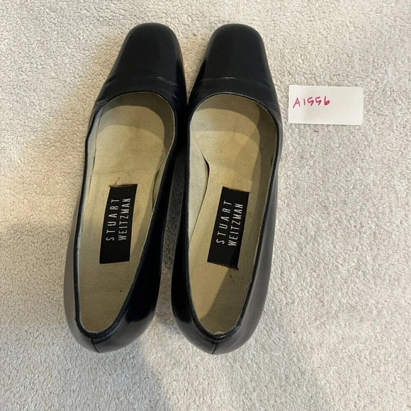 STUART WEITZMAN Womens Black Pumps 6.5 S SPAIN Square Toe Heels Leather Classic - Picture 8 of 10